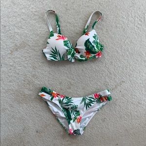 Tropical Floral Two Piece Push Up Bikini
